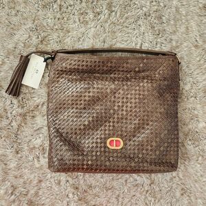 Dee Ocleppo Weaved Leather Tote Bag with Detachable Strap Brown Made in Italy